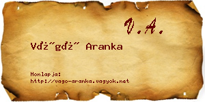 Vágó Aranka névjegykártya